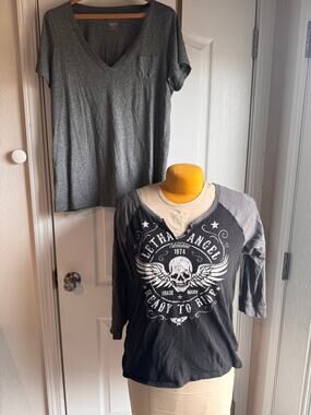 T-Shirt Lot 2XL Plus 16/18 Mossimo Supply Co & Lethal Angel Gray Black Grey